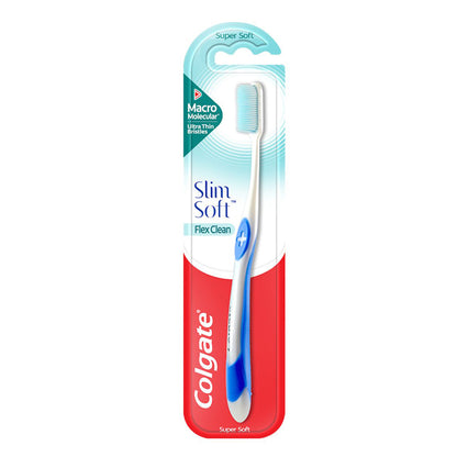 Colgate Slim Soft Flex Clean super soft toothbrush with ultra thin bristles front packaging view