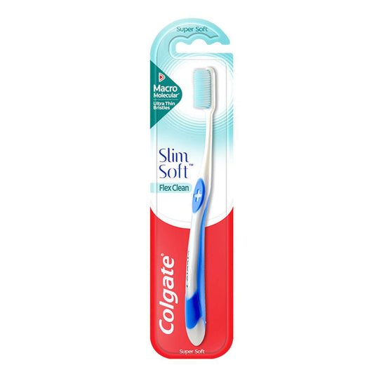 Colgate Slim Soft Flex Clean super soft toothbrush with ultra thin bristles front packaging view