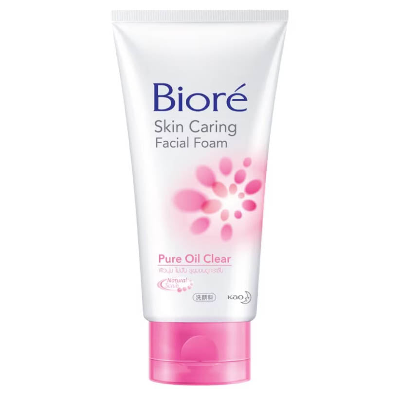 Biore Pure Oil Clear Foam facial cleanser tube front view micro scrub 100g