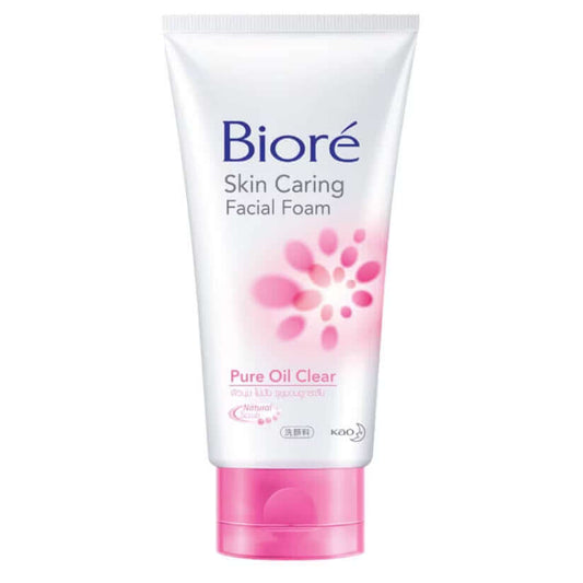 Biore Pure Oil Clear Foam facial cleanser tube front view micro scrub 100g