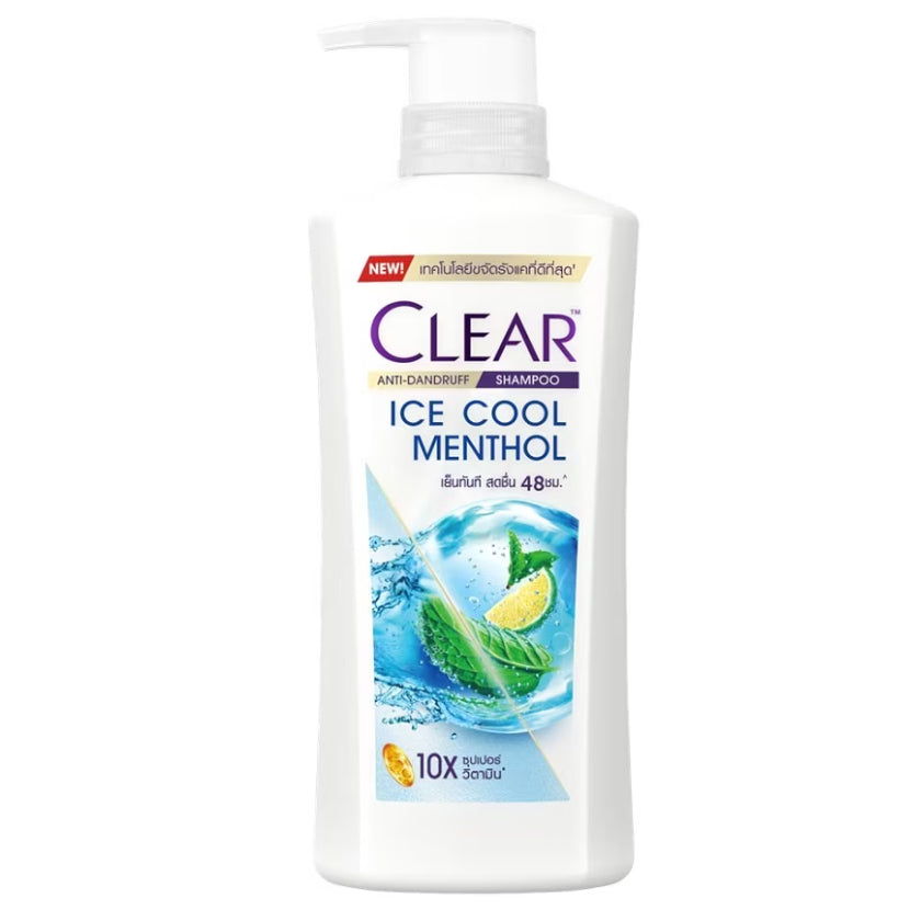 Clear Ice Cool Menthol Shampoo Anti Dandruff Scalp Care w Lime 350ml Front Bottle