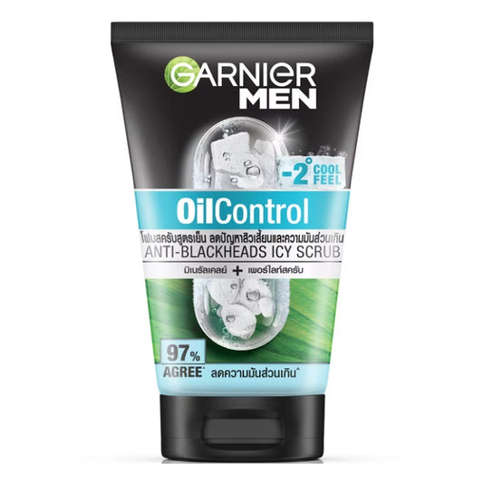 Garnier Men Oil Control Icy Scrub Face Wash 100ml front packaging