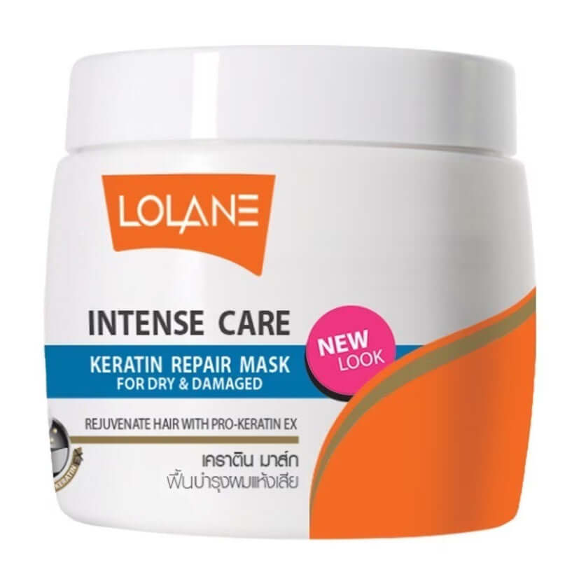 Lolane Keratin Repair Mask 200g front packaging showing Pro-Keratin EX for dry damaged hair