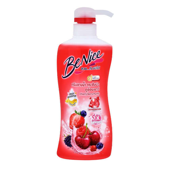 BeNice Cherry Berry Shower Cream 180ml fruity body wash pump bottle front view
