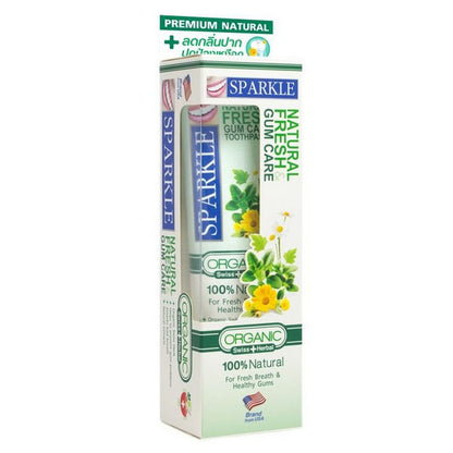 Sparkle Organic Herbal Toothpaste packaging box front herbal gum care