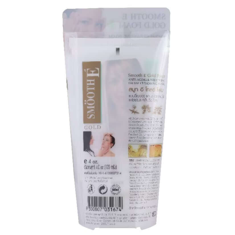 Smooth E Gold Facial Foam packaging showcasing premium omega oil gentle face wash cleanser for hydrated skin.