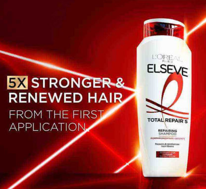 Loreal Elseve Total Repair 5 restoring shampoo conditioner hair care display