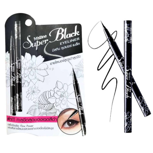 Mistine Super Black Eyeliner packaging with pen and applicator