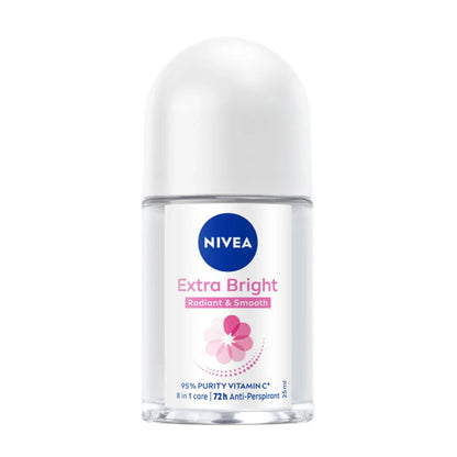 NIVEA Extra Bright Roll On front view deodorant bottle 25ml