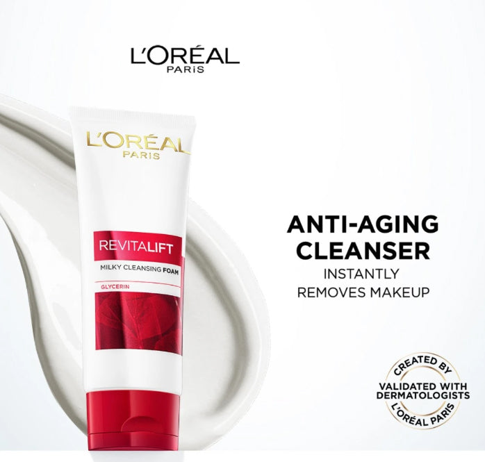 Revitalift Milky Cleansing Foam L'Oreal Paris 100ml Packaging With Description
