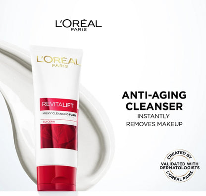 Revitalift Milky Cleansing Foam L'Oreal Paris 100ml Packaging With Description