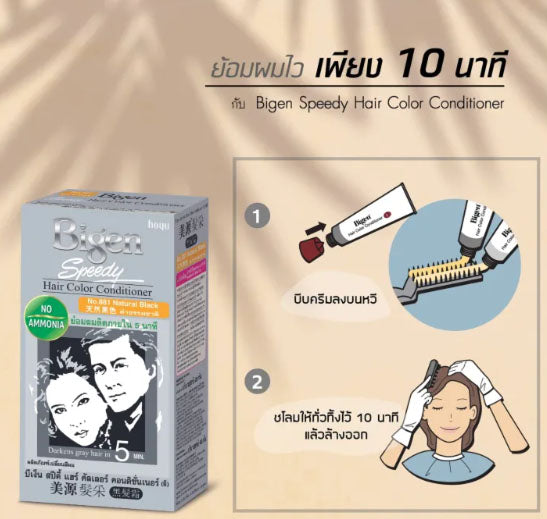 Bigen Speedy Hair Color 10 minute application instruction diagram