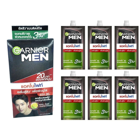 Garnier Men Acnofight Serum Cream 6 x 7ml Brightening for Acne Skin pack of six sachets men face care