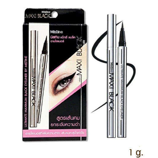 Mistine Maxi Black Ultimate Eyeliner – Precision waterproof liquid eyeliner with intense black formula and slim tip