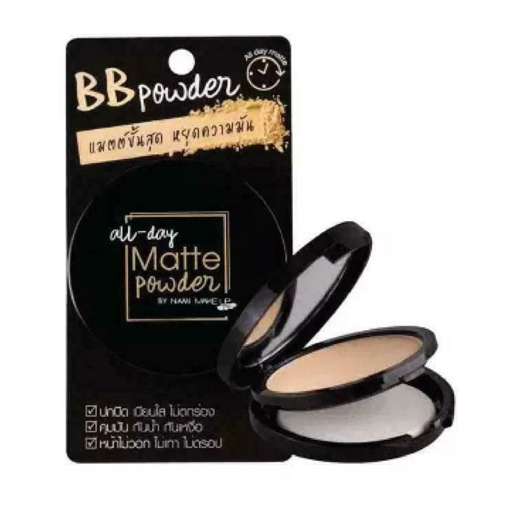Nami All Day Matte BB Powder open compact with sponge applicator