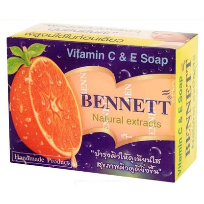 Bennett Vitamin C E Soap packaging box front view with orange extract design