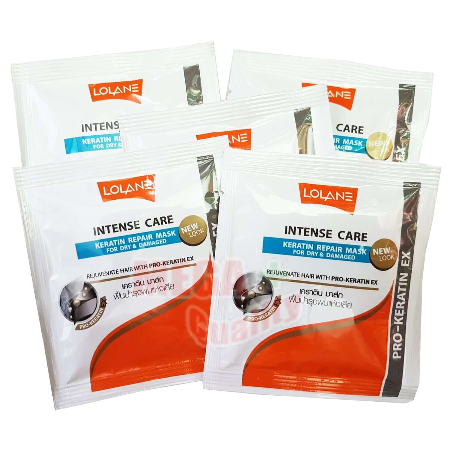 Lolane Keratin Repair Mask sachet pack front view 5x15g for dry and damaged hair
