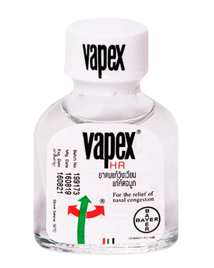 Vapex HR Inhaler Relief Menthol Eucalyptus Oil Bottle 5ml from Thailand