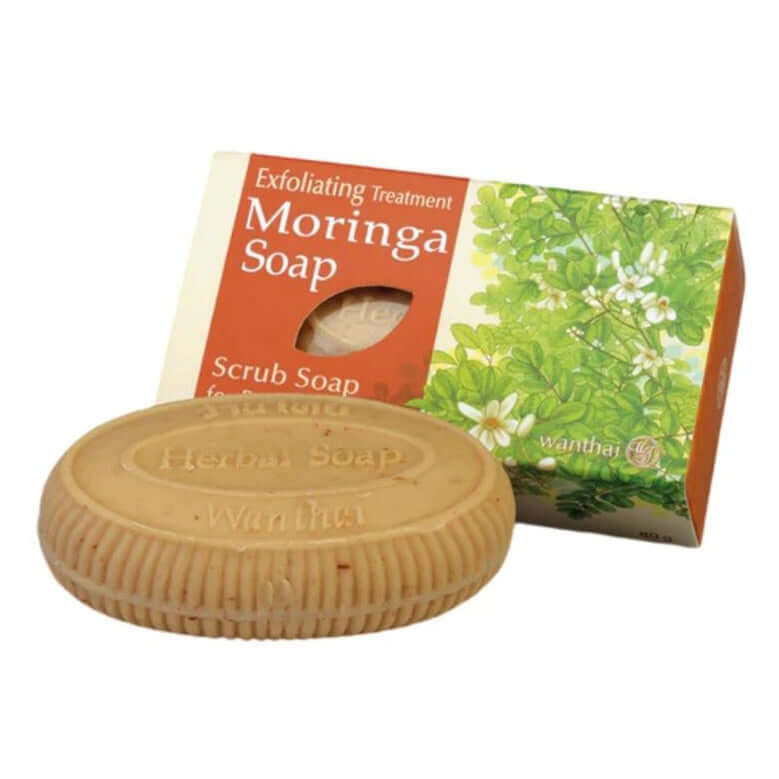 Wanthai Moringa Soap herbal scrub soap bar with moringa packaging front view