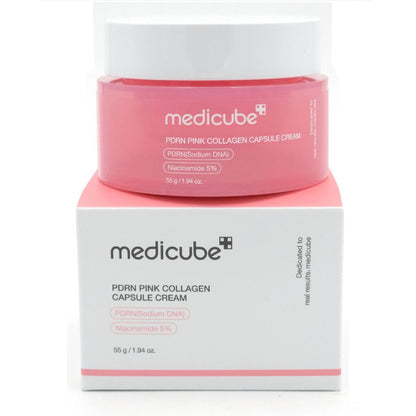 Medicube PDRN Pink Collagen Capsule Cream 55g with box packaging front view