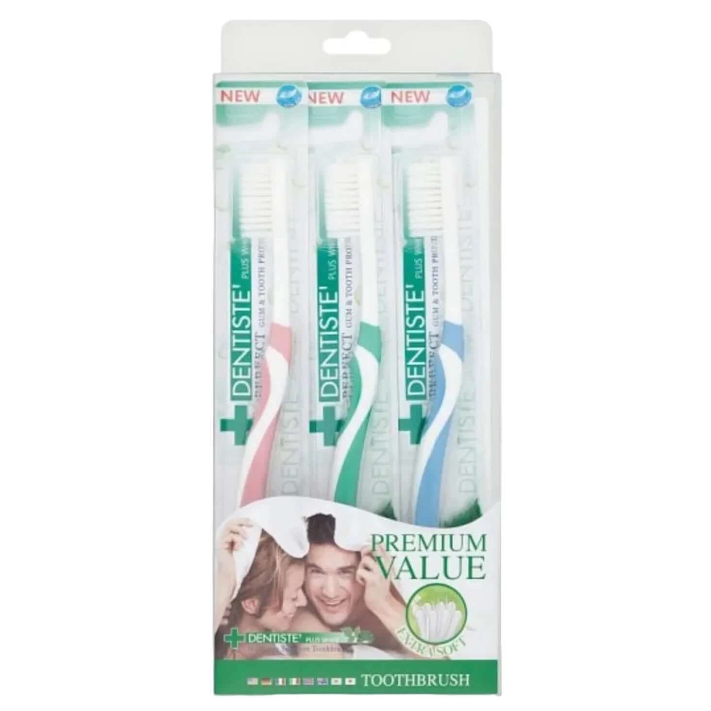 Dentiste Toothbrush Extra Soft Nighttime Italy Big Bristles Pack 3 Kit front packaging