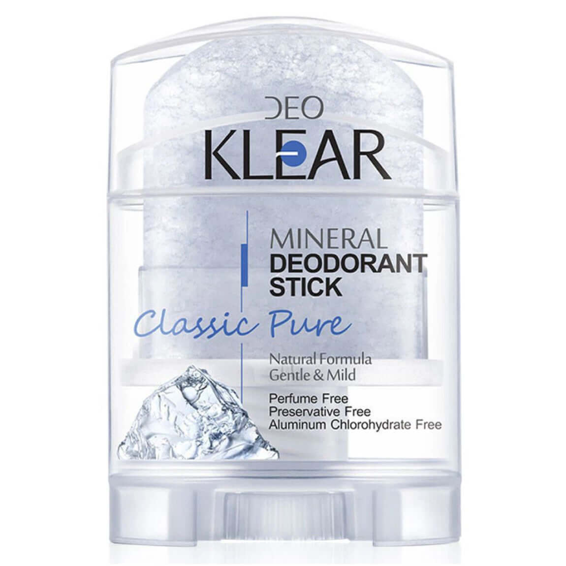 Deo Klear Mineral Deodorant stick classic pure natural alum 70g product front view