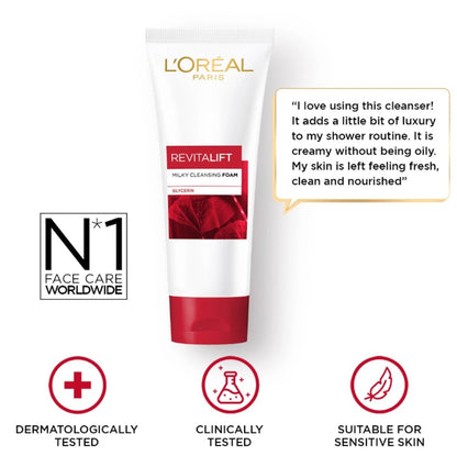 Revitalift Milky Cleansing Foam L'Oreal Paris N1 Anti Aging Facial Cleanser Overview