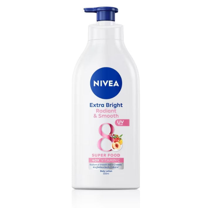 NIVEA Extra Bright Body Lotion 550ml front view pump bottle