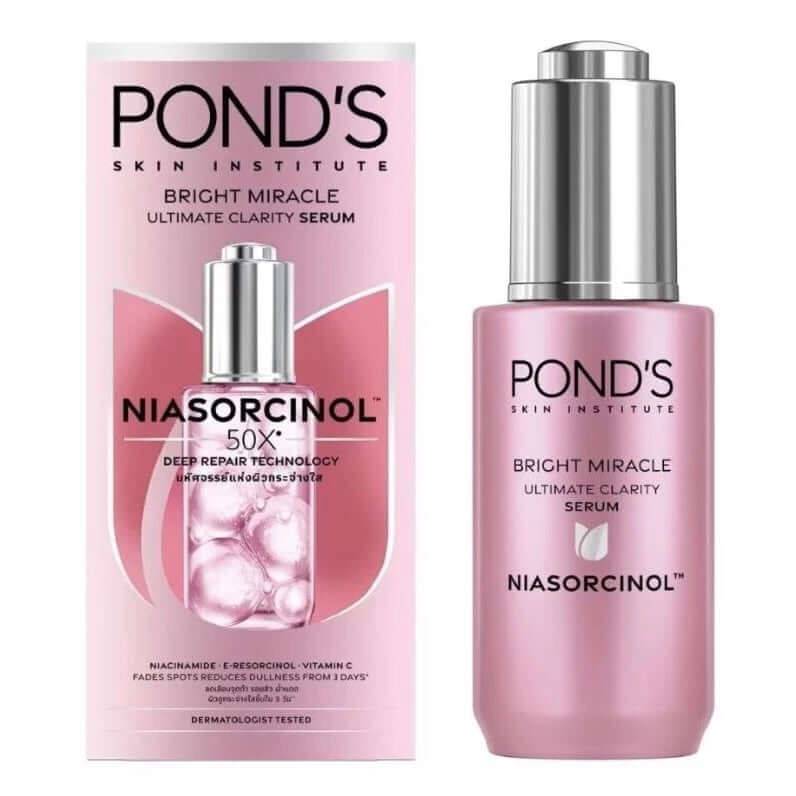 Ponds Bright Miracle Serum Niasorcinol bottle and packaging set