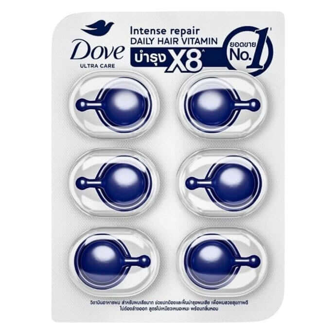 Dove Intense Repair Hair Vitamin capsules close up texture and design