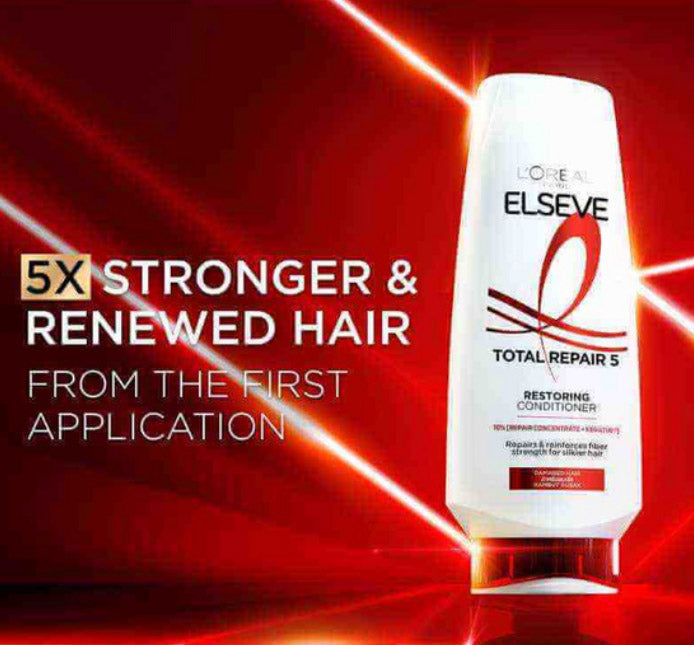 Loreal Elseve Total Repair 5 shampoo conditioner damaged hair care display image