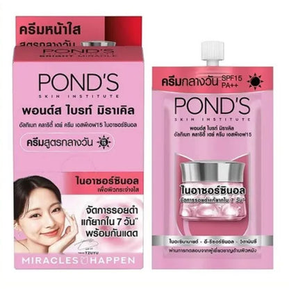 Ponds Bright Miracle Day Cream sachet front packaging SPF15 niacinamide 6x5g