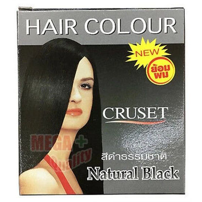 Cruset Natural Black Hair Dye packaging with natural black shade label and brand logo