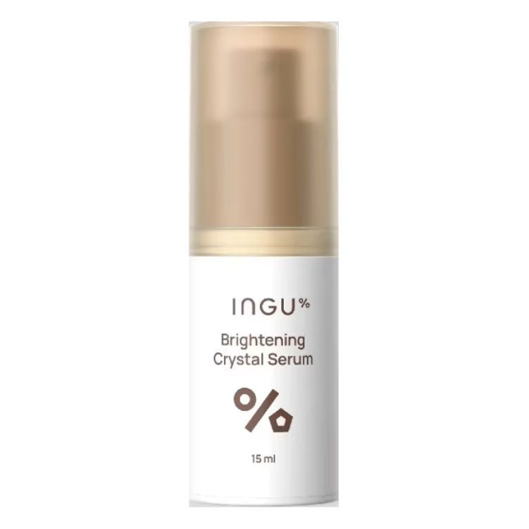 INGU Brightening Crystal Serum product bottle with gold cap displayed on a clean white background