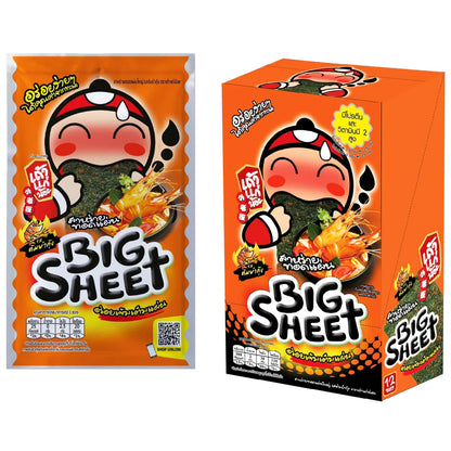 Tao Kae Noi Big Sheet Seaweed Tom Yum Goong crispy fried seaweed snack front and box packaging