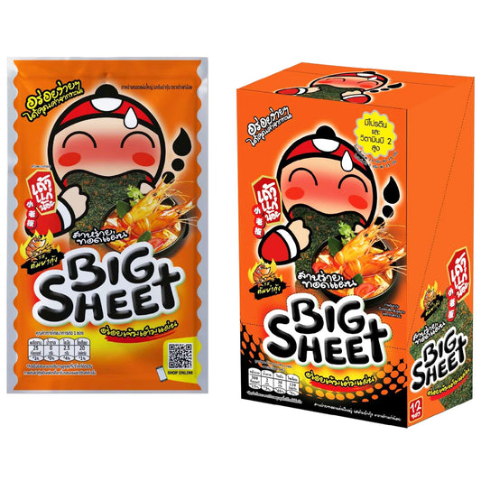 Tao Kae Noi Big Sheet Seaweed Tom Yum Goong crispy fried seaweed snack front and box packaging
