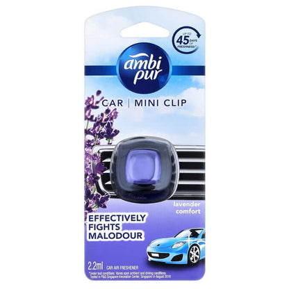 Ambi Pur Car Mini Clip Car Air Freshener 2.2ml Lavender Comfort Vent Clip