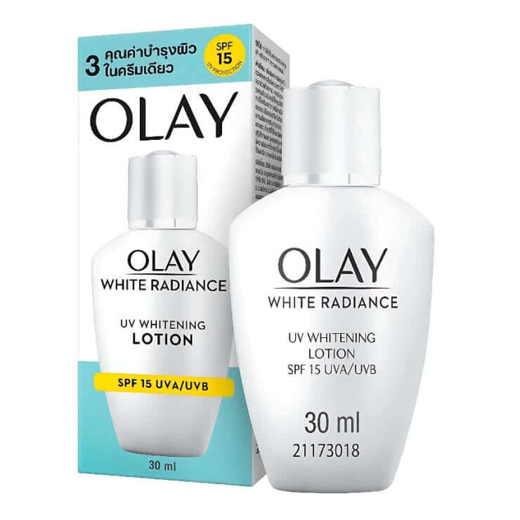 Olay White Radiance SPF15 UV Lotion front box packaging 30ml