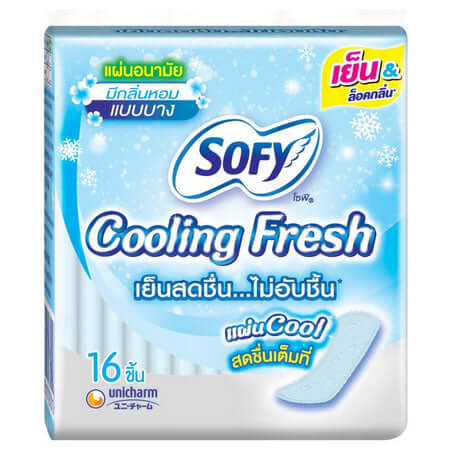 Sofy Cooling Fresh Pantyliner front pack 16 liners slim scented thin design