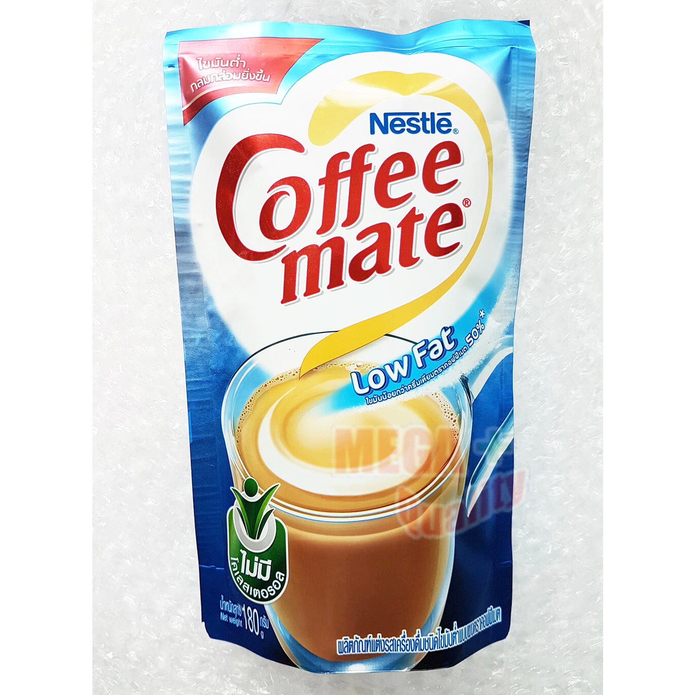 Nestle Coffee Mate Low Fat Coffee Creamer pouch showing front label with cup of coffee image