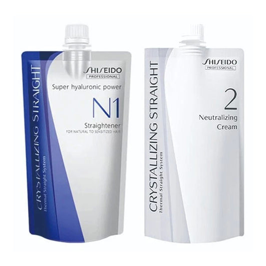Shiseido Crystallizing Straight N1 Hair Straightener and Neutralizer Set 400ml for Natural to Sensitized Hair