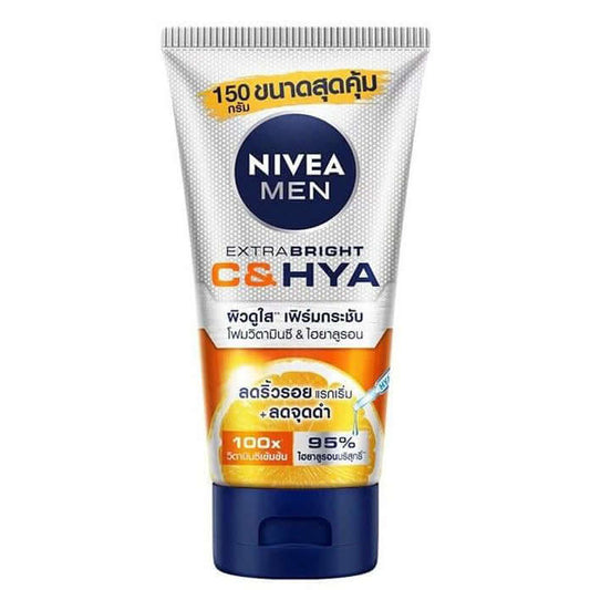 Nivea Men C HYA Foam Extra Bright facial cleanser tube front view 150ml