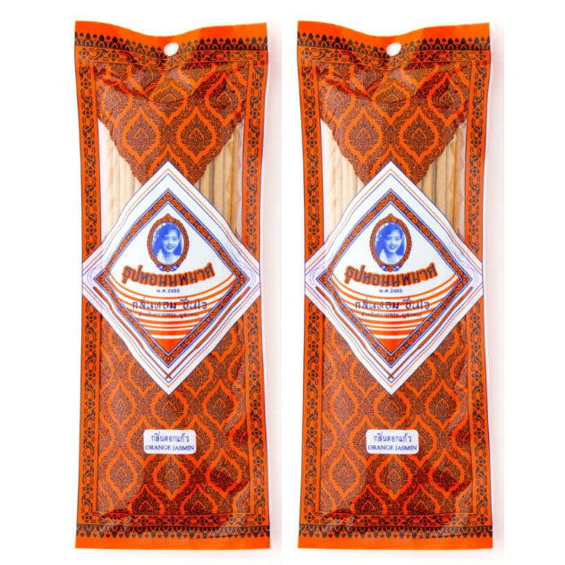Noppamas Incense Sticks orange jasmine 2 pack front packaging view
