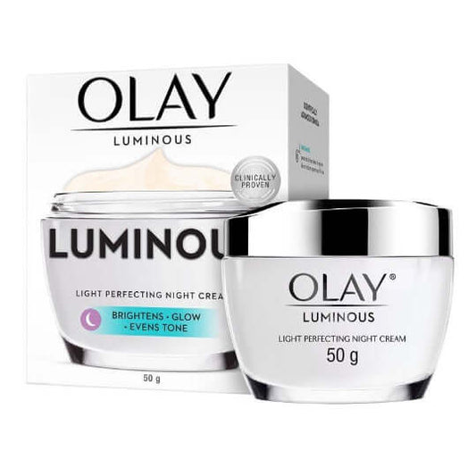 Olay Luminous Night Cream jar front view packaging 50g