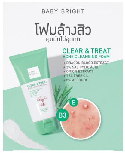 Baby Bright Acne Cleansing Foam promotional set with mint and grapefruit theme