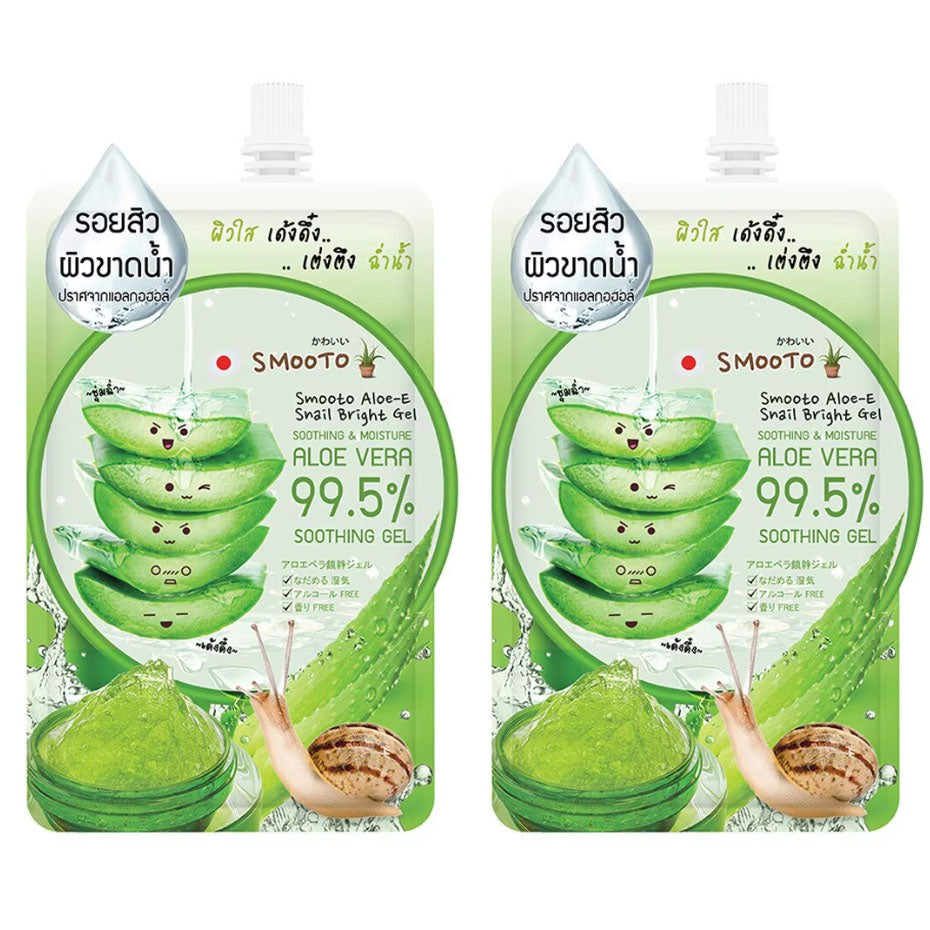 Smooto Aloe Snail Gel 2 packs aloe vera snail bright soothing gel front view