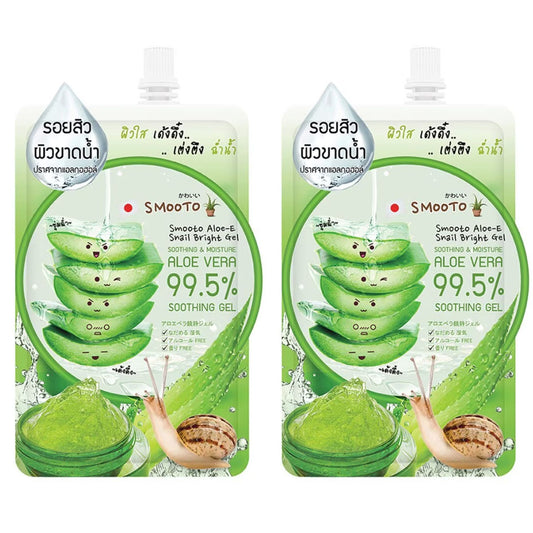 Smooto Aloe Snail Gel 2 packs aloe vera snail bright soothing gel front view