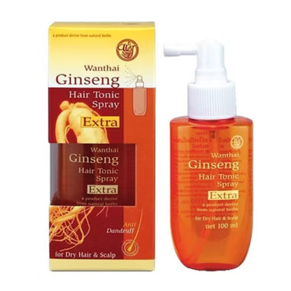 Wanthai Ginseng Hair Tonic Spray Extra 100ml for Dry Hair and Scalp with box packaging