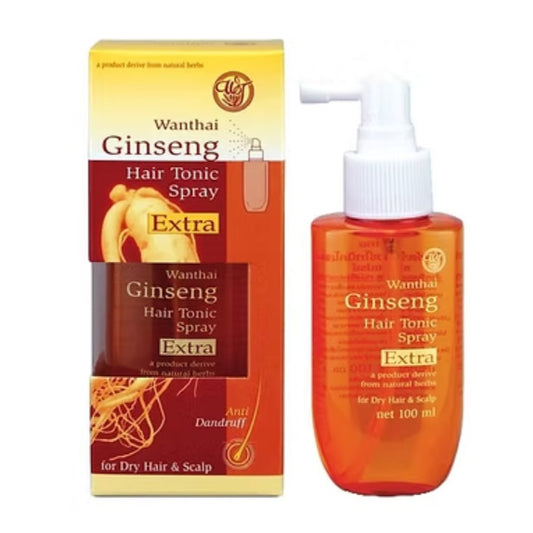 Wanthai Ginseng Hair Tonic Spray Extra 100ml for Dry Hair and Scalp with box packaging