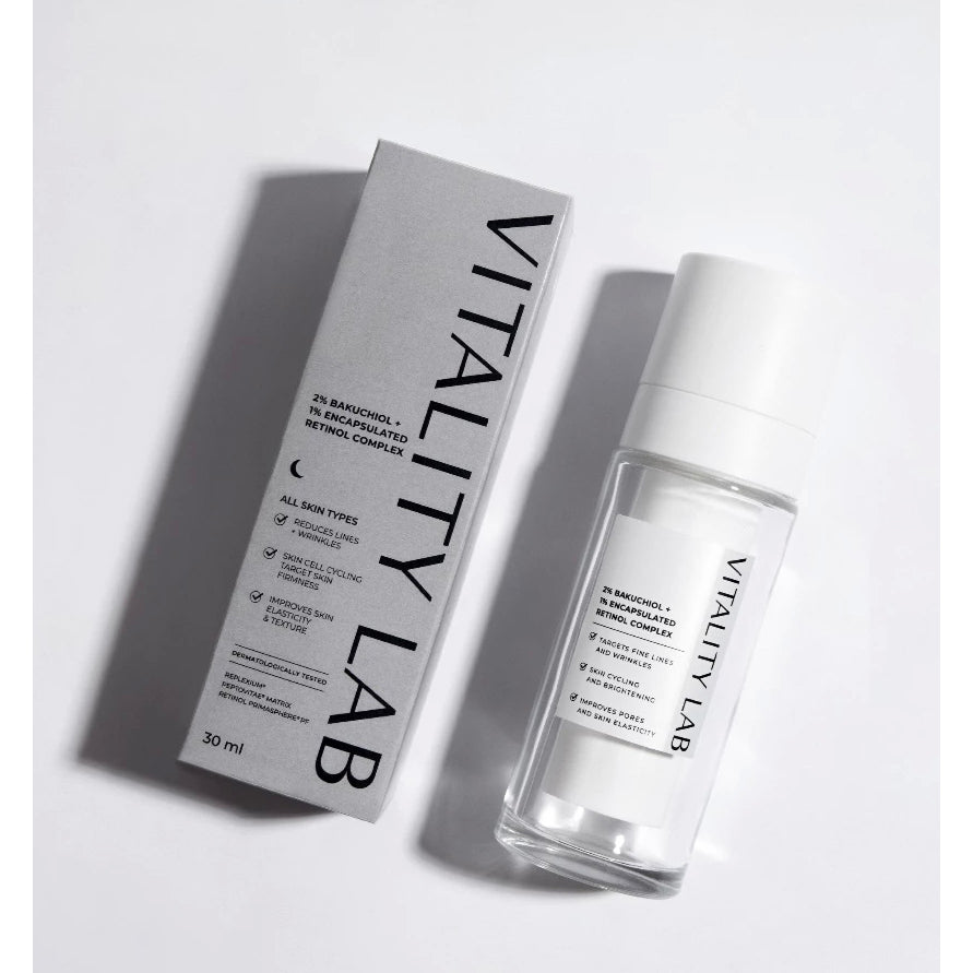 VITALITY LAB Serum 30ml with Bakuchiol and Encapsulated Retinol for Anti Aging and Bright Care